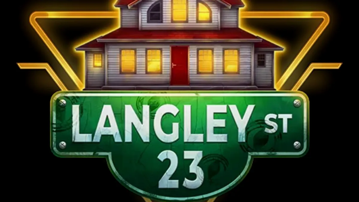 Tampilan layar slot Langley Street 23 pada perangkat seluler dengan tema investigasi noir.